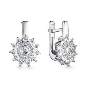 Серебряные серьги АЛЬКОР с фианитом 02-4009/00КЦ-00 фото