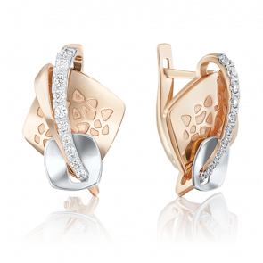 Серьги из комбинированного золота Platina с фианитом 02-4017-00-401-1111-48 фото