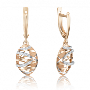 Серьги из комбинированного золота Platina с фианитом 02-4019-00-401-1111-48 фото