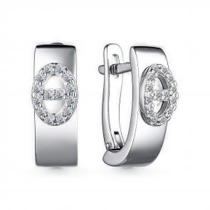Серебряные серьги АЛЬКОР с фианитом 02-4020/00КЦ-00 фото