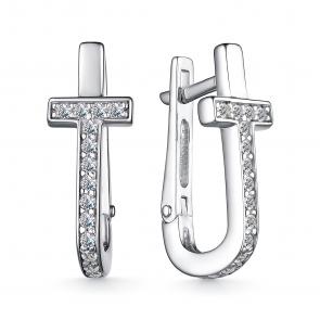 Серебряные серьги АЛЬКОР с фианитом 02-4022/00КЦ-00 фото