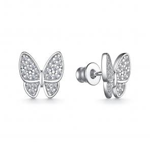 Серебряные серьги АЛЬКОР с фианитом 02-4023/00КЦ-00 фото