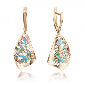 Золотые серьги Platina с витражной эмалью 02-4024-00-000-1110-66 фото