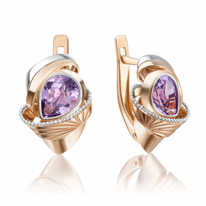 Золотые серьги Platina с аметистом 02-4026-00-203-1110-57 фото