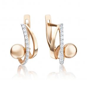 Золотые серьги Platina с фианитом 02-4029-00-401-1110-23 фото