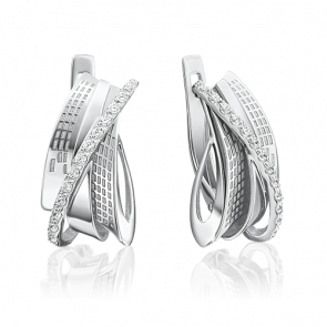 Серьги из белого золота Platina с фианитом 02-4031-00-401-1120-65 фото