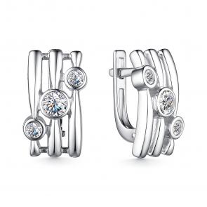 Серебряные серьги АЛЬКОР с фианитом 02-4031/00КЦ-00 фото
