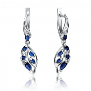 Серьги из белого золота Platina с бриллиантом и сапфиром 02-4032-00-105-1120-30 фото