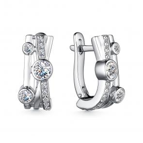Серебряные серьги АЛЬКОР с фианитом 02-4032/00КЦ-00 фото