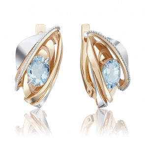 Серьги из комбинированного золота Platina с топазом 02-4036-00-201-1111-46 фото