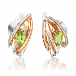 Серьги из комбинированного золота Platina с хризолитом 02-4036-00-205-1111-46 фото