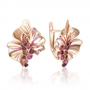 Золотые серьги Platina с гранатом, кварцем и эмалью 02-4037-00-705-1110-57 фото