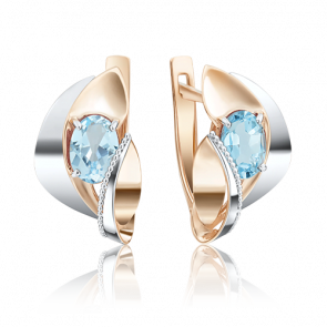 Серьги из комбинированного золота Platina с топазом 02-4038-00-201-1111-46 фото