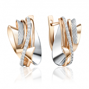 Золотые серьги Platina с фианитом 02-4040-00-401-1110-66 фото