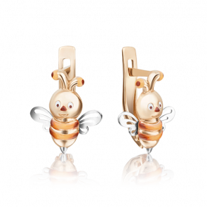 Серьги из комбинированного золота Platina с эмалью 02-4042-00-000-1111-65 фото