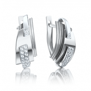Серьги из белого золота Platina с фианитом 02-4044-00-401-1120-65 фото