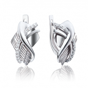 Серьги из белого золота Platina с фианитом 02-4046-00-401-1120-65 фото
