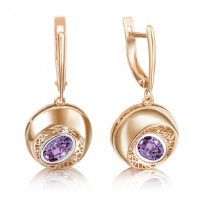 Золотые серьги Platina с аметистом 02-4054-00-203-1110-57 фото