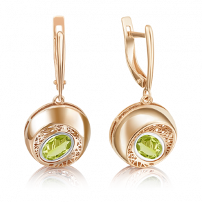 Золотые серьги Platina с хризолитом 02-4054-00-205-1110-57 фото