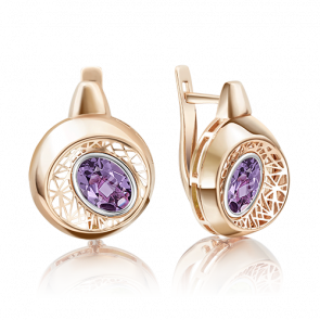 Золотые серьги Platina с аметистом 02-4055-00-203-1110-57 фото