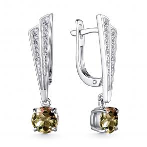 Серебряные серьги АЛЬКОР с фианитом и султанитом 02-4058/00СТ-00 фото