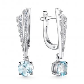 Серебряные серьги АЛЬКОР с топазом и фианитом 02-4058/00ТБ-00 фото