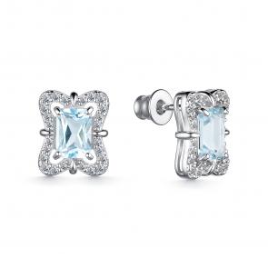 Серебряные серьги АЛЬКОР с топазом и фианитом 02-4060/00ТБ-00 фото