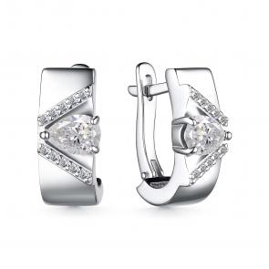 Серебряные серьги АЛЬКОР с фианитом и горным хрусталём 02-4061/00ГХ-00 фото