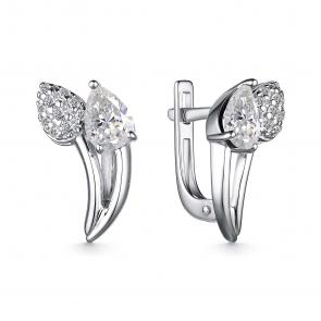 Серебряные серьги АЛЬКОР с фианитом и горным хрусталём 02-4062/00ГХ-00 фото