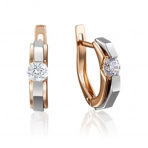 Серьги из комбинированного золота Platina с бриллиантом 02-4064-00-101-1111-30 фото