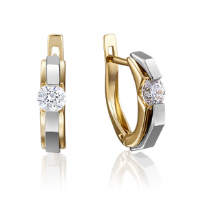 Серьги из комбинированного золота Platina с бриллиантом 02-4064-00-101-1121-30 фото