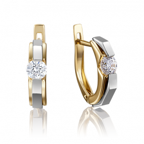 Серьги из комбинированного золота Platina с фианитом 02-4064-00-401-1121 фото