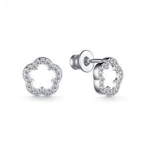Серебряные серьги АЛЬКОР с фианитом 02-4067/00КЦ-00 фото
