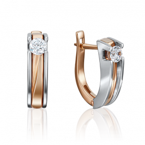 Серьги из комбинированного золота Platina с бриллиантом 02-4069-00-101-1111-30 фото