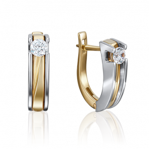Серьги из комбинированного золота Platina с бриллиантом 02-4069-00-101-1121-30 фото
