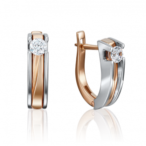 Серьги из комбинированного золота Platina с фианитом 02-4069-00-501-1111-38 фото