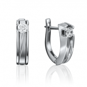 Серьги из белого золота Platina с фианитом 02-4069-00-501-1120-38 фото