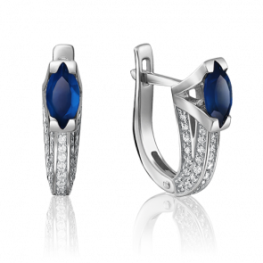 Серьги из белого золота Platina с бриллиантом и сапфиром 02-4082-00-105-1120-30 фото