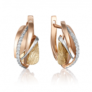 Серьги из комбинированного золота Platina с фианитом 02-4093-00-401-1113-48 фото