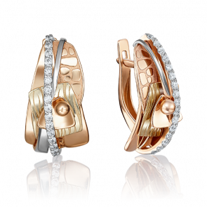 Серьги из комбинированного золота Platina с фианитом 02-4096-00-401-1113-66 фото