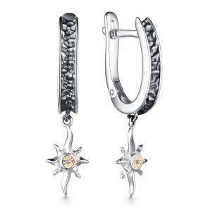 Серебряные серьги АЛЬКОР с золотой накладкой и бриллиантом 02-4105/000Б-17 фото