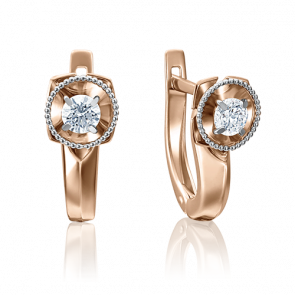 Золотые серьги Platina с бриллиантом 02-4110-00-101-1110-30 фото