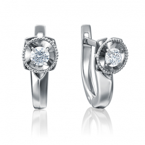 Серьги из белого золота Platina с фианитом 02-4110-00-501-1120-38 фото