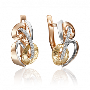 Серьги из комбинированного золота Platina с фианитом 02-4112-00-401-1113-48 фото