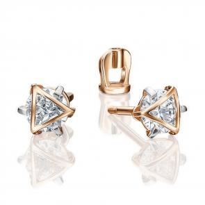 Золотые серьги Platina с фианитом 02-4116-00-401-1110 фото