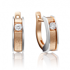Серьги из комбинированного золота Platina с бриллиантом 02-4119-00-101-1111-30 фото