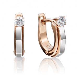 Серьги из комбинированного золота Platina с бриллиантом 02-4124-00-101-1111-30 фото