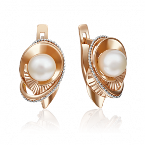 Золотые серьги Platina с жемчугом 02-4129-00-301-1110-31 фото