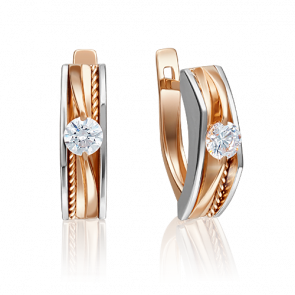 Серьги из комбинированного золота Platina с бриллиантом 02-4134-00-101-1111-30 фото