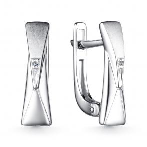 Серебряные серьги АЛЬКОР с бриллиантом 02-4136/000Б-00 фото
